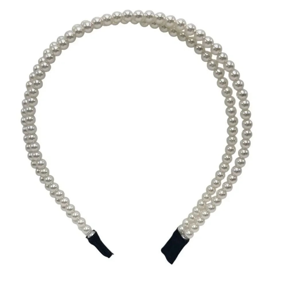 Double Faux Pearl Lightweight Headband – Elegant Women’s Hair Accessory